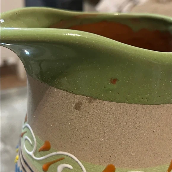 Hand painted  Mexican Clay Pitcher and Cups .Set of 7 - Picture 9 of 9